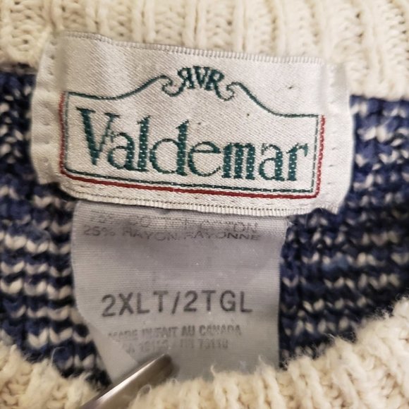 Vintage Blue and White Geometric Sweater - Picture 16 of 16